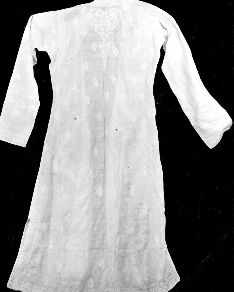 White embroidered cotton kurti in White